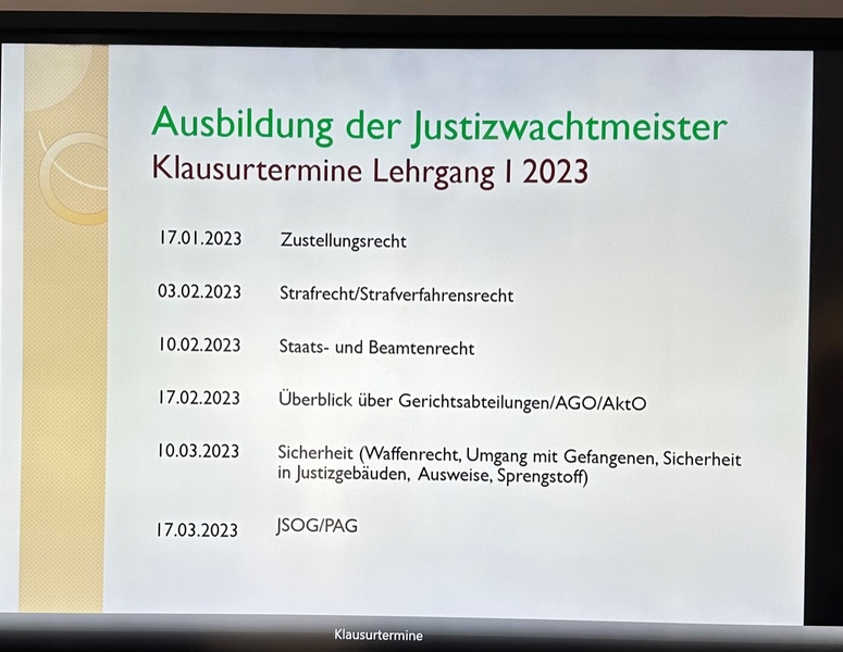 Ausbildung der Justizwachtmeister.
Foto: Petra  Guttenberger