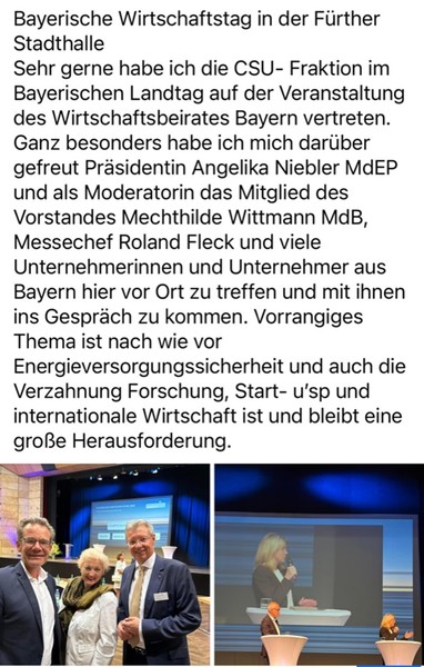 Immer im Gespräch - hier in der Fürther Stadthalle anlässlich des Bayerischen Wirtschaftstages.
Foto: Petra Guttenberger