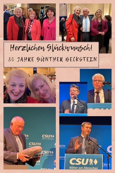 Agil und engagiert wie eh und je haben wir dieses wichtige Ereignis mit Günther Beckstein zusammen gefeiert. Er hat noch viele Pläne und wir freuen uns auf viele positive Begegnungen. Mit einer witzigen Laudatio von Professor Oberreuter und eine launigen Rede des Ministerpräsidenten Dr. Markus Söder und des Bezirksvorsitzenden Michael Frieser MdB hatte dieses Fest einen wirklich tollen Rahmen. Beim Rückblick auf verschiedene Ereignisse wurde einem so richtig klar, dass es gut ist, dass man vieles auch schnell wieder vergessen hat und das Positive in den Blick nimmt. HERZLICHEN GLÜCKWUNSCH und alles Gute lieber Günther Beckstein!
Fotos: privat


