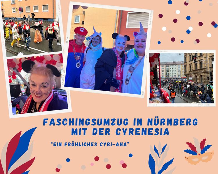 Auch Schmuddelwetter hat den Nürnbergerinnen und Nürnbergern und ihren Gästen den Spaß am Faschingsumzug nicht verdorben- darauf ein fröhliches CYRI-AHA!
Fotos: privat