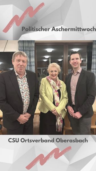 Ganz hervorragend besucht war der politische Aschermittwoch in Oberasbach, hier mit Gernot Höflinger und Marco Haas. "Es war schön, wieder einmal vor Ort zu sein".
Foto: CSU OV Oberasbach