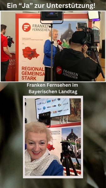 Ein klares "Ja" zur Unterstützung der regionalen Fernsehsender - gut, dass wir diese Infrastruktur in Bayern haben.

Gerne habe ich am Stand des Franken Fernsehens im Landtag vorbeigeschaut und stand für das angefragte Interview sehr gerne zur Verfügung!
Foto: Franken Fernsehen, P. Guttenberger