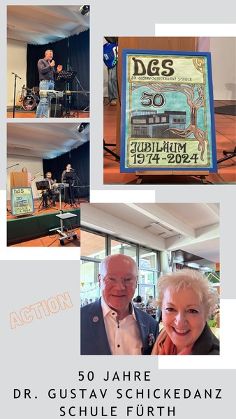 50 Jahre Dr. Gustav-Schickedanz Schule:
Eine wirklich tolle Schule in Fürth, wo Wertschätzung und Innovation gleichermaßen zu Hause sind.

Mit Peter Götz und Martin Rassau feierten auch ehemalige Schüler und Schülerinnen mit, die hier ihre ersten wichtigen Impulse erhielten.

Ein rundum gelungenes Fest!

Fotos: Petra Guttenberger