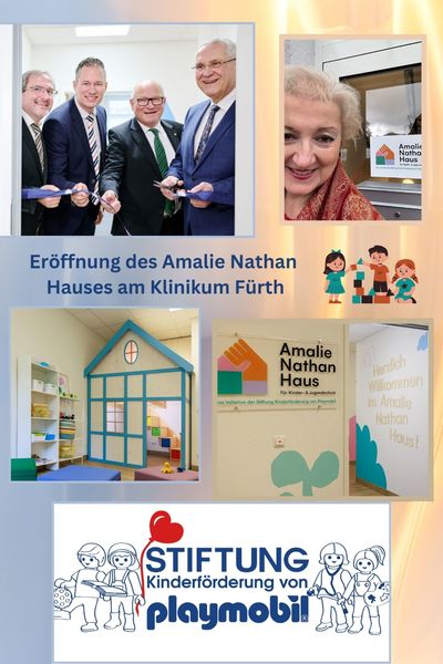Das Kinderschutzhaus Amalie-Nathan-Haus ist eröffnet! Damit steht unter der Trägerschaft des Klinikums Fürth eine Möglichkeit für Kinder und Jugendliche zur Verfügung, bei denen der dringende Verdacht besteht, dass sie Opfer von sexueller, körperlicher oder psychischer Gewalt geworden sind, unter Zusammenwirken von Medizin, Jugendamt, Polizei und Justiz eine möglichst wenig thraumatisierende Vernehmung durchzuführen. Einen großen Dank an die Playmobil Stiftung für die Unterstützung dieses wichtigen Projektes!
Foto: Petra Guttenberger, Stiftung Kinderförderung @ Benz und Heinig
