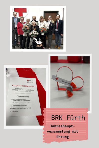 Es war mir eine Freude und Ehre, die Ehrungsurkunden an Mitglieder auszuhändigen, die 75 Jahre bzw. 50 Jahre im Roten Kreuz Dienst tun und noch heute aktiv sind. Auf solche Menschen können wir in unserer Gesellschaft zu Recht stolz sein. Ein liebevoll gestalteter Ehrungsabend ist jedenfalls eine wunderschöne Art, in angemessenem Rahmen Dankeschön zu sagen.
Foto: Petra Guttenberger und BRK KV Fürth