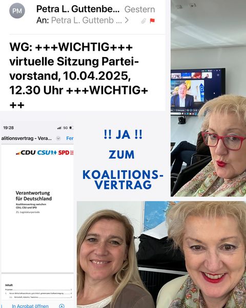 Wir sagen "JA" zum Koalitinsvertrag: "Verantwortung für Deutschland 2025-2029. Viele CSU-Ziele wurden erreicht, das Vertragsergebnis ist ein gewaltiger Aufschlag für die Zukunft Bayerns und Deutschland! Ohne Kompromisse geht es in der Demokratie nicht. Die positive Ausgangssituation gilt es nun mit Leben zu füllen. "Herzlichen Glückwunsch an Ministerpräsidenten Dr. Markus Söder zum gelungenen Verhandlungsergebnis!"
Fotos: Petra Guttenberger