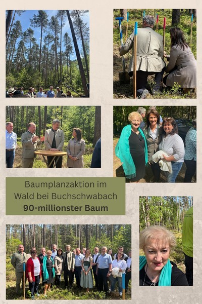 Waldumbau macht den Wald zukunftssicher. Im Rahmen der vom Freistaat geförderten Waldumbaumaßnahmen konnten Herr Ministerpräsident Dr. Markus Söder und Frau Landwirtschaftsministerin Michaela Kaniber den 90-millionsten Baum pflanzen. Wald ist vielfältig: CO2-Bindung, hochwertige Nahrungsmittel, Holznutzung und Naherholung - hier hat alles seinen Platz