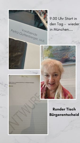 Start in den Tag: 9.00 Uhr und wieder in München - Diskussion des Entwurfes zum Abschlussbericht des Runden Tisches zur Weiterentwicklung des Bürgerentscheides. Fotos: P. Guttenberger