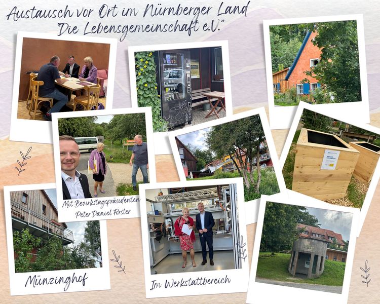 Besuch auf dem Münzinghof: Es war beeindruckend, gemeinsam mit Bezirkstagspräsidenten Peter Daniel Forster "Die Lebensgemeinschaft e.V." Münzinghof im Nürnberger Land zu besuchen. Mit einem außergewöhnlichen Ansatz zur Behindertenarbeit werden hier Wohnen und Arbeitsplatz in Form von Werkstätten in diesem einzigartigen Dorfkonzept miteinander verknüpft. Insbesondere das Konzept, dass jeweils zwei professionelle Betreuungspersonen mit ihren eigenen Kindern und acht Personen mit Betreuungsbedarf in einem Haus miteinander als Lebensgemeinschaft wohnen, hat micht sehr beeindruckt.