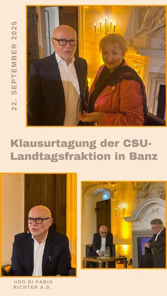 Es war mir eine Freude und Ehre, im Rahmen des Kamingesprächs, den ehemaligen Richter am Bundesverfassungsgericht, Udo Di Fabio kennenzulernen. Mit seinen klaren und deutlichen Worten zu Themen wie "Parteiverbote" u.v.m. und der Definition zum Thema "Freiheitlich demokratische Grundordnung" hatten mich sehr beeindruckt.
Foto: CSU-Landtagsfraktion