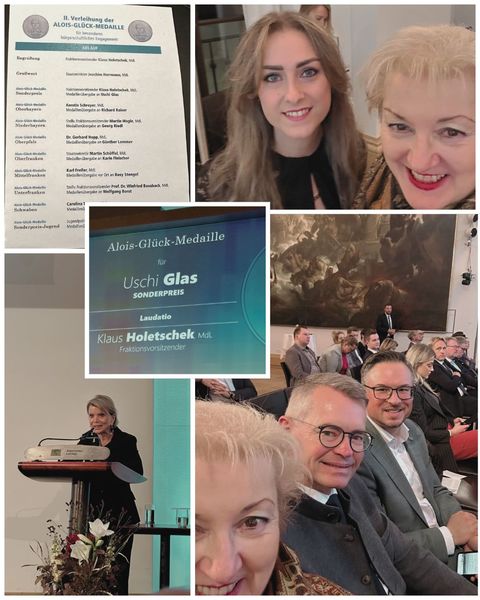 Verleihungsfeierlichkeit im Bayerischen Landtag: Ehrenamtliches Engagement ist heuer wichtiger denn je - besonders bedeutsam ist das auch den Menschen, die sich auf verschiedene Weise für andere einsetzen. Wichtig, auch ihnen unseren Dank auszusprechen. Als CSU-Fraktion tun wir dies mit der Alois-Glück-Medaille und so freue ich mich sehr, dass diese heuer Frau Uschi Glas erhielt, die in herausragender Weise das Schulsfrühstück an Schulen mit Kindern aus Familien, bei denen Frühstück nicht selbstverständlich ist, unterstützt. Besonders habe ich mich auch gefreut, Frau Fatima Kießling zu treffen, die mit einer Tiertafel Menschen mit wenig Geld, aber viel Herz für Tiere unterstützt.
Fotos: P. Guttenberger