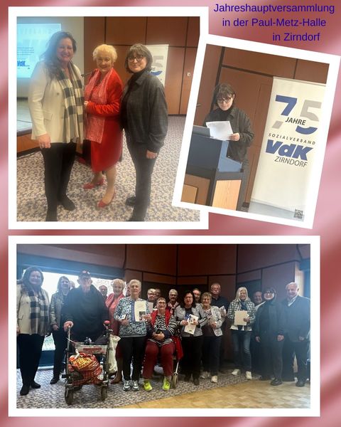 Jahreshauptversammlung und Jubil&auml;umsveranstaltung beim VdK Zirndorf: wirklich beeindruckend, welches Programm der dortige Vorstand allj&auml;hrlich stemmt. Auch hier konnte ein gro&szlig;er Mitgliederzuwachs im dreistelligen Bereich verzeichnet werden. Viel Gl&uuml;ck und Erfolg und allzeit viele Mitglieder! Links oben: Sandra Hauber, Petra Guttenberger, Adelheid Seifert.
Fotos: VdK Zdf., P. Guttenberger 