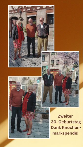 Vor 30 Jahren rettete J&ouml;rg Gaschler eine Knochenmarkspende das Leben. 1996 unterst&uuml;tzte ich als Schirmherrin in F&uuml;rth unter Mithilfe von BRK und Reservistenverband eine Typisierungsaktion - damals ohne passenden Spender. Erst eine Spenderin aus den USA brachte die Wende. Diese Geschichte zeigt: Jede Registrierung kann Leben retten! Damals war die Typisierung nicht so einfach wie heutzutage - nun gen&uuml;gt ein Abstrich aus der Wangenschleimhaut. Deshalb mein Appell: "Lassen Sie sich bitte registrieren und werden Sie Spenderin und Spender!"
Fotos: Gabi J&ouml;rg